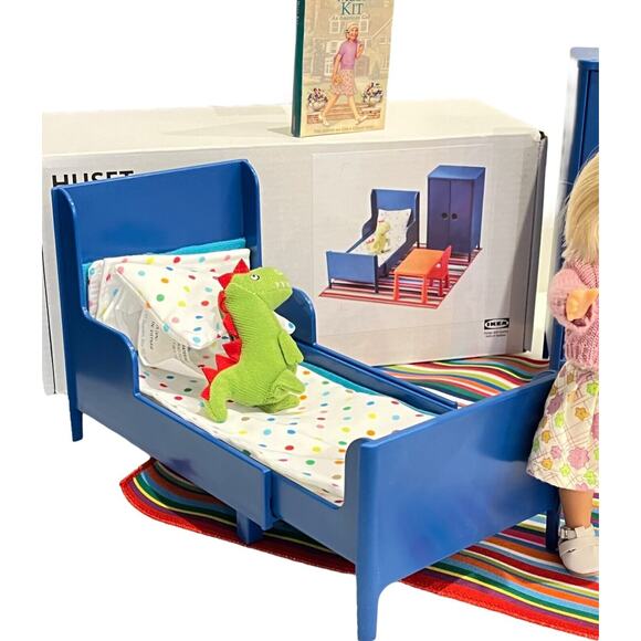 Ikea Doll Bedroom Set Fits American Girl Mini Dolls Rug Bed Table Wardrobe Chair - Picture 2 of 7